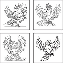 Naklejka premium A parrot line art coloring page illustration for kids