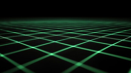 Futuristic matte black background with glowing green grid lines and smooth textures: Sleek and intricate, perfect for high-tech themes