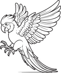 A parrot line art coloring page illustration for kids