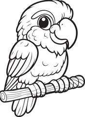 A parrot line art coloring page illustration for kids