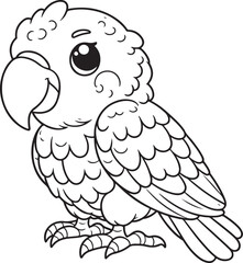 A parrot line art coloring page illustration for kids