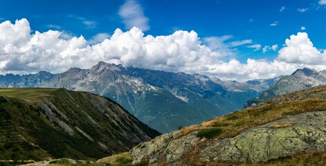panorama of the mountains in the Alps