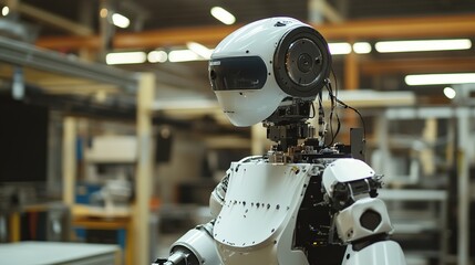 Fototapeta premium Robotics and AI transforming traditional manufacturing through innovation.