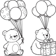 Naklejka premium A bear line art coloring page illustration for kids