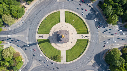 Aerial view of Victory Column (Siegessaeule) in Berlin, Germany