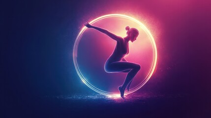 Health logo with a human figure in a dynamic pose surrounded by a circular frame, professional and energetic appearance, conveying vitality and wellness