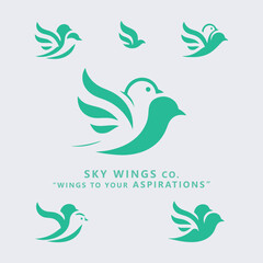 Fototapeta premium Elegant Bird Icon: Flat Design for Versatile Company Logos or Software Tools