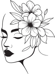 A beautiful woman face line art, abstract art vector illustration