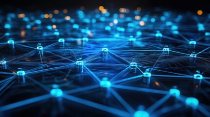 Obraz premium interconnected network illustration with blue technology theme