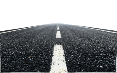 Asphalt road isolated on white or transparent background