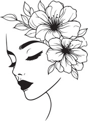 A beautiful woman face line art, abstract art vector illustration