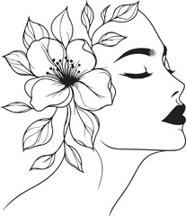 A beautiful woman face line art, abstract art vector illustration
