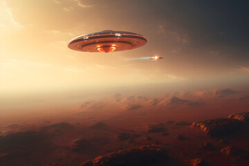 photo of a star ship on mars rocket ship landing on mars, mars