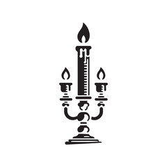 Candlestick Icon with Long Shadow Silhouette Illustration design template black and white