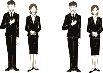 黒いスーツの男性と女性