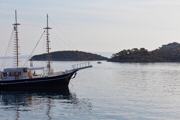 boats in the bay and islands on the Sithonia peninsula - Greece