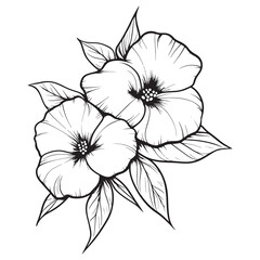 Illustration of a Flower Bouquet with Leaves on a White Background