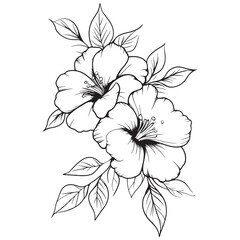 Illustration of a Flower Bouquet with Leaves on a White Background