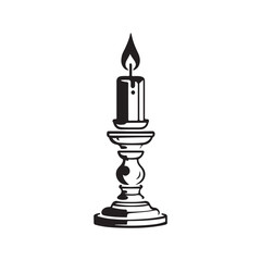 Candlestick Icon with Long Shadow Silhouette Illustration design template black and white