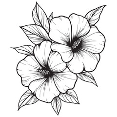Illustration of a Flower Bouquet with Leaves on a White Background