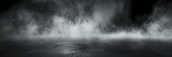 Fototapeta premium Smoke black ground fog cloud floor mist background steam dust dark white horror overlay. Ground smoke haze night black water atmosphere 3d magic spooky smog texture isolated transparent effect circle 