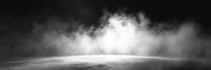 Fototapeta premium Smoke black ground fog cloud floor mist background steam dust dark white horror overlay. Ground smoke haze night black water atmosphere 3d magic spooky smog texture isolated transparent effect circle 