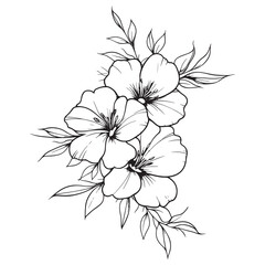Illustration of a Flower Bouquet with Leaves on a White Background