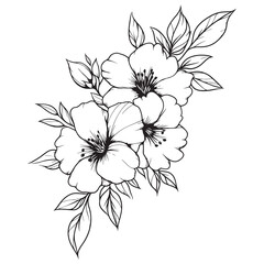 Illustration of a Flower Bouquet with Leaves on a White Background