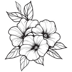 Illustration of a Flower Bouquet with Leaves on a White Background