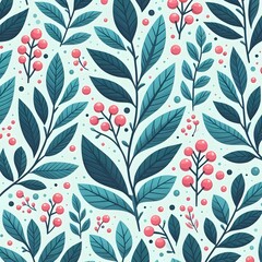 Fototapeta premium A wallpaper of seamless leaves pattern background 