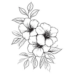 Illustration of a Flower Bouquet with Leaves on a White Background
