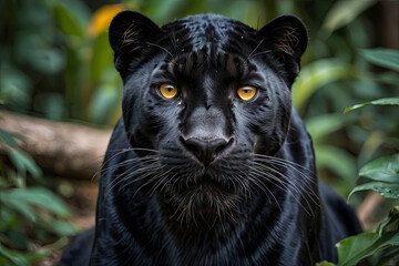 a black panther waiting to attack