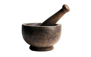 Beautiful mortar and pestle isolated on white or transparent background