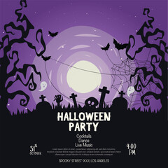 Halloween Party Invitation Poster Vector Design.