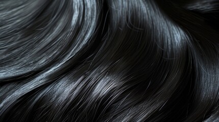 Naklejka premium Close-up of smooth long black hair showing off its shine Close-up photo with clean background