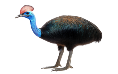 Beautiful Cassowary standing isolated on white or transparent background
