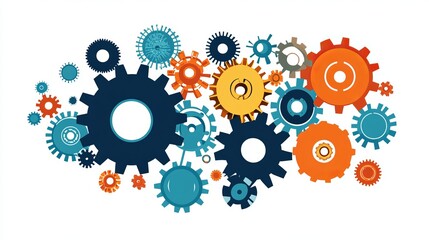 A picture of interlocked gears. A design for machines or technology. A vector image.