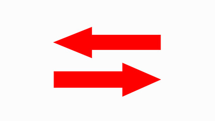 Left and right red color arrow pointer icon sign symbol in trendy flat style.
