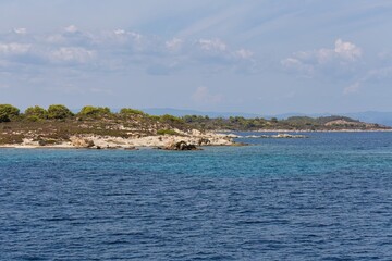 view of the coast of the sea in Diaporos Island, Sithonia - Greece