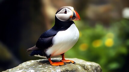 Close-up of a Puffin Standing on a Rock