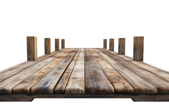 Beautiful wooden pier isolated on white or transparent background - Powered by Adobe