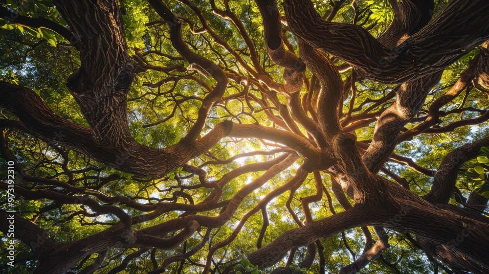 Aufkleber cross-shaped tree branches forming natural frame close-up photo with clean background