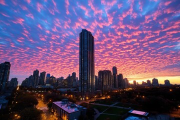 Obraz premium A pink skyline at sunrise, representing the hope and optimism that comes with breast cancer awareness