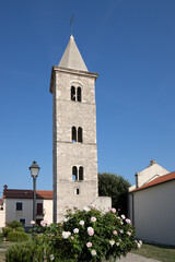 Historic city center of a Mediterranean town. Houses, ruins and churches bear witness to a long history. Morning mood in Nin, Zadar, Dalmatia, Croatia, Adriatic