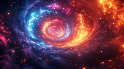 background of space. Glowing circular lines in a tunnel-like formation, suitable for abstract and technological background applications.