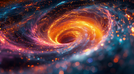 abstract background with space. Glowing circular lines in a tunnel-like formation, suitable for abstract and technological background applications.