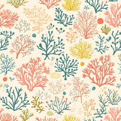 Seaweed and Coral Seamless Pattern