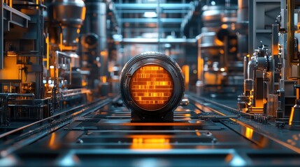 Industrial Vibes 3D Illustration of Oil Barrel Amid Working Environmen