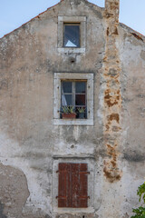 Historic city center of a Mediterranean town. Houses, ruins and churches bear witness to a long history. Morning mood in Nin, Zadar, Dalmatia, Croatia, Adriatic