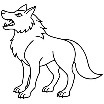 recommend clip art: werewolf howling line art simple vector illustration